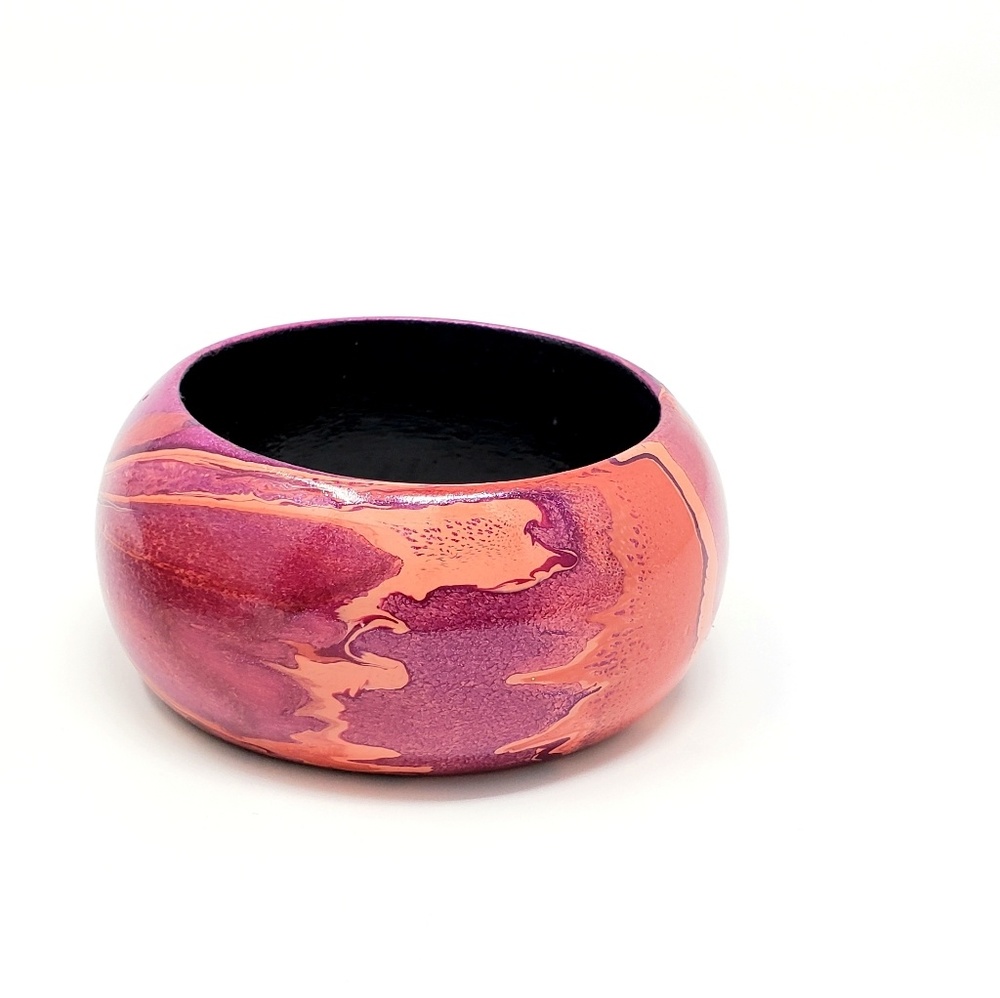 Vintage Handpainted Wood Bangle Bracelet